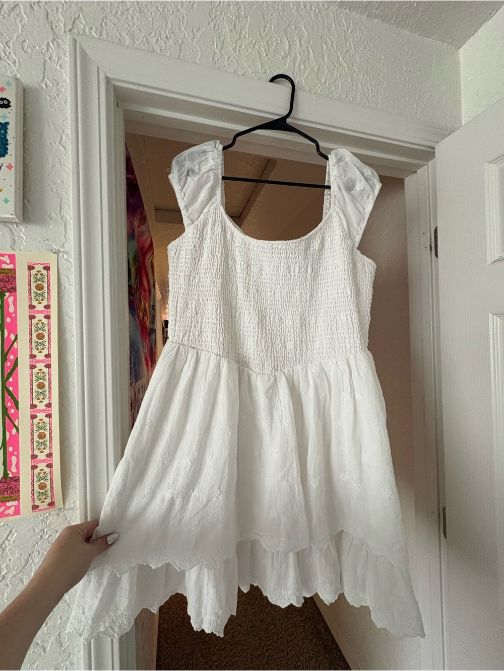 American Eagle Outfitters White Smocked Dress